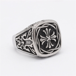 Square Vintage Cross Stainless Steel Ring