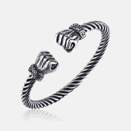 Vintage Twisted Stainless Steel Fist Bracelet