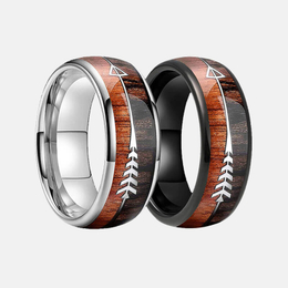 Arrow Wood Grain Stainless Steel Ring