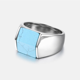 Turquoise Square Stainless Steel Men's Ring