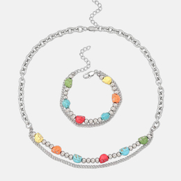Multicolored Turquoise Skull Stainless Steel Necklace