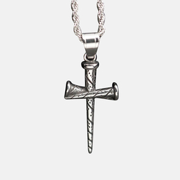 Pendentif croix en acier inoxydable clouté en spirale personnalisé