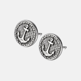 Simple Round Ship Anchor Stainless Steel Earrings