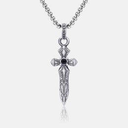Vintage Great Sword Stainless Steel Cross Necklace