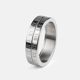 Roman Numeral Stainless Steel Spinner Ring