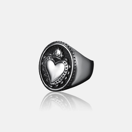 Vintage Heart Crown Stainless Steel Biker Ring