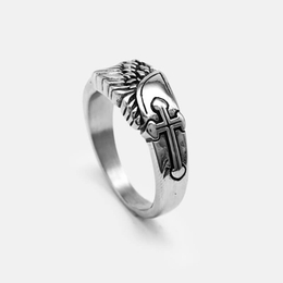 Punk Wings Cross Stainless Steel Ring