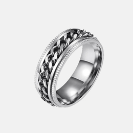 Simple Steel Toothed Chain Stainless Steel Spinner Ring