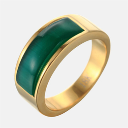 Vintage Opal Stainless Steel Gold Ring