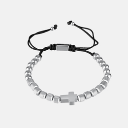Stylish Cross Stainless Steel Beaded Bracelet