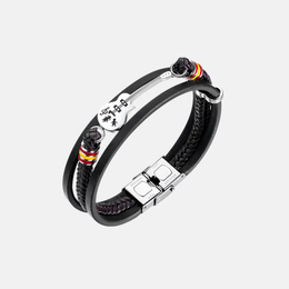 Punk Guitar Stainless Steel Leather Men's Bracelet