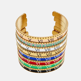 Roman Numeral Stainless Steel Cuff Bracelet