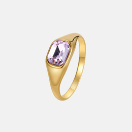 Minimalist Square Gem-Set Stainless Steel Ring