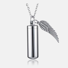 Cylindrical Stainless Steel Urn Necklace