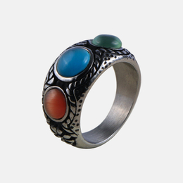 Vintage Cat's Eye Gemstone Stainless Steel Ring