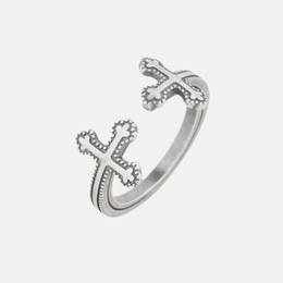 Double Cross Sterling Silver Open Ring