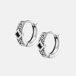 Punk Geometric Pattern Zircon Stainless Steel Earrings
