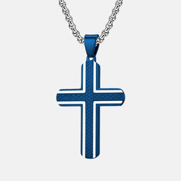 Rhombus Pattern Stainless Steel Cross Pendant