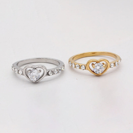 Heart Stainless Steel Zircon Women Ring