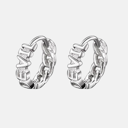 Simple Devil Letters Chain Sterling Silver Earrings