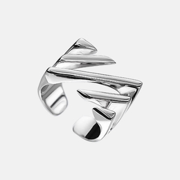Square Twill Openwork Sterling Silver Open Ring