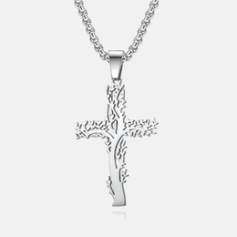 Cross Tree of Life Stainless Steel Pendant