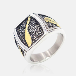 Nepalese Sabre Feather Pattern Stainless Steel Ring
