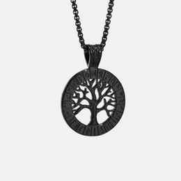 Viking Rune Tree of Life Stainless Steel Round Pendant