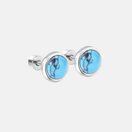 Fashion Round Turquoise Stainless Steel Stud Earrings