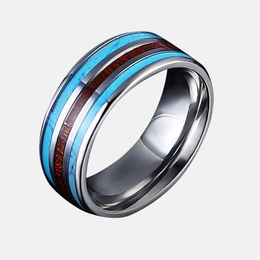 Vintage Turquoise Stainless Steel Men's Ring