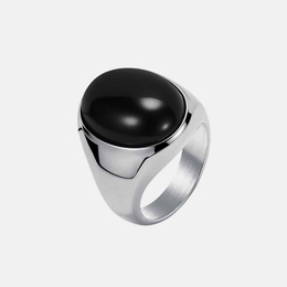 Fashion Oval Tiger's Eye Stainless Steel Ring