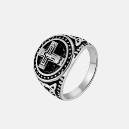Vintage Jesus Cross Celtic Knot Stainless Steel Ring