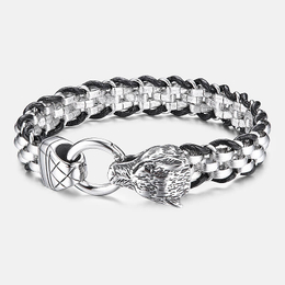 Wolfskopf Edelstahl Herrenarmband