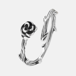 Simple Flower Sterling Silver Adjustable Ring