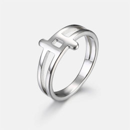 Double Cross Hollow Stainless Steel Ring