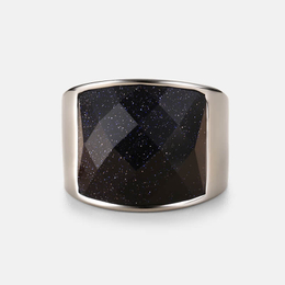 Simple Stainless Steel Gemstone Ring