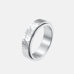 Minimalist Hammered Pattern Stainless Steel Spinner Ring