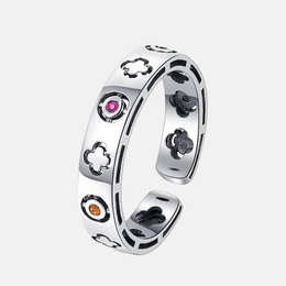 Lucky Clover Sterling Silver Open Ring