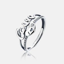 Simple Double Layer Love Sterling Silver Open Ring