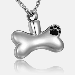 Dog Bone Shaped Stainless Steel Urn Necklace