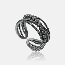 Vintage Multi-Layer Wrap Sterling Silver Open Ring