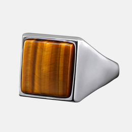 Simple Gemstone Stainless Steel Men's Ring
