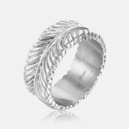 Vintage Personalized Leaf Stainless Steel Ring