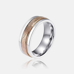 Simple Rhombus Pattern Rotatable Stainless Steel Ring