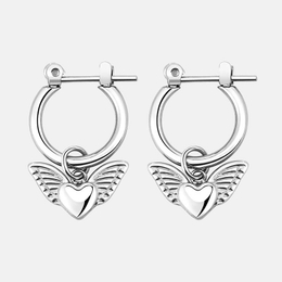 Aretes de acero inoxidable con alas de corazón