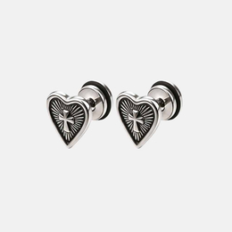 Punk Heart Cross Stainless Steel Stud Earrings
