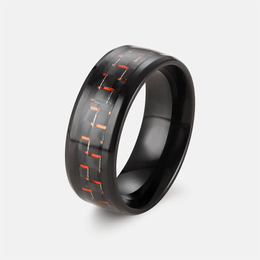 Inlaid Carbon Fiber Stainless Steel Black Ring