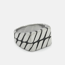 Bague pour homme en acier inoxydable à rayures chaîne