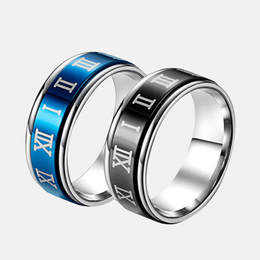 Roman Numerals Rotatable Stainless Steel Ring