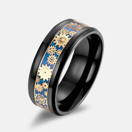 Gear Carbon Fiber Stainless Steel Ring
